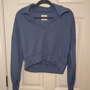 Abercrombie & Fitch Dusty Blue Cropped Collar Sweatshirt